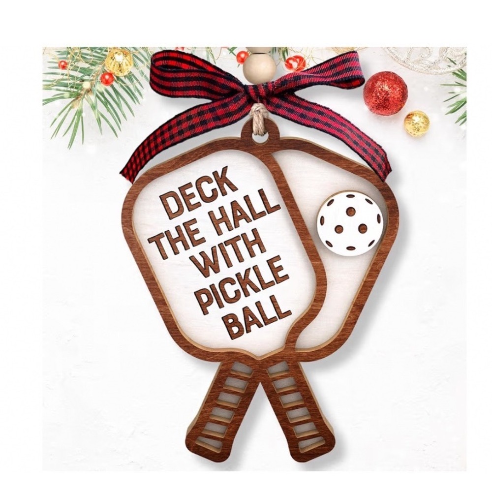 Wooden Pickleball Ornament Deck the Hall with Pickleball Christmas Tree Decor
